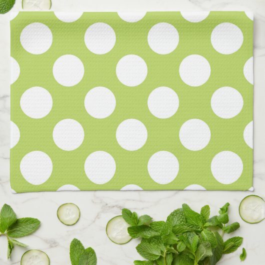 Groene poka Dots, Polka Dot Pattern, Stippen, gedo Theedoek (Gevouwen)