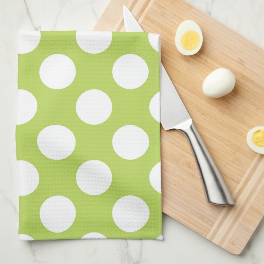 Groene poka Dots, Polka Dot Pattern, Stippen, gedo Theedoek (Quarter Fold)