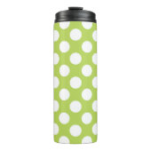 Groene poka Dots, Polka Dot Pattern, Stippen, gedo Thermosbeker (Voorkant)