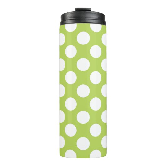 Groene poka Dots, Polka Dot Pattern, Stippen, gedo Thermosbeker (Voorkant)