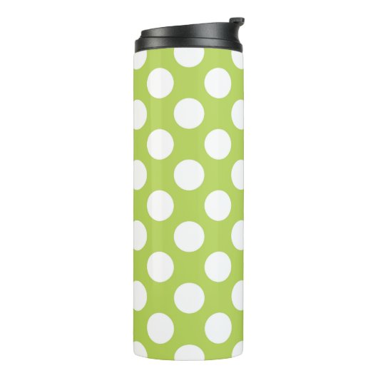 Groene poka Dots, Polka Dot Pattern, Stippen, gedo Thermosbeker (Gedraaid links)