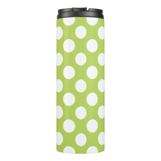 Groene poka Dots, Polka Dot Pattern, Stippen, gedo Thermosbeker (Achterkant)