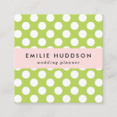 Groene poka Dots, Polka Dot Pattern, Stippen, gedo Vierkante Visitekaartje (Voorkant)