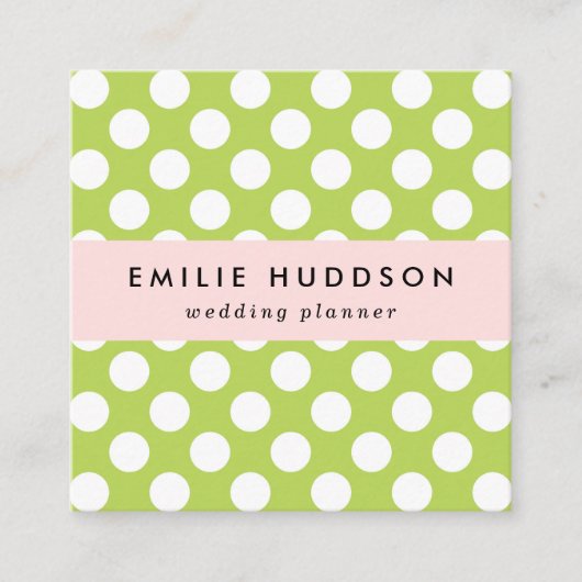 Groene poka Dots, Polka Dot Pattern, Stippen, gedo Vierkante Visitekaartje (Voorkant)