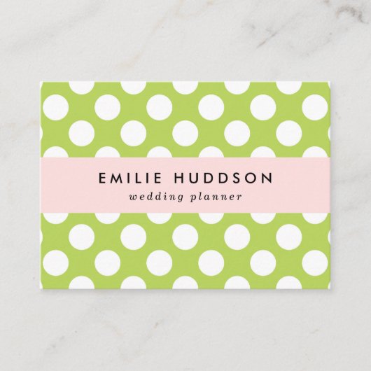 Groene poka Dots, Polka Dot Pattern, Stippen, gedo Visitekaartje (Voorkant)