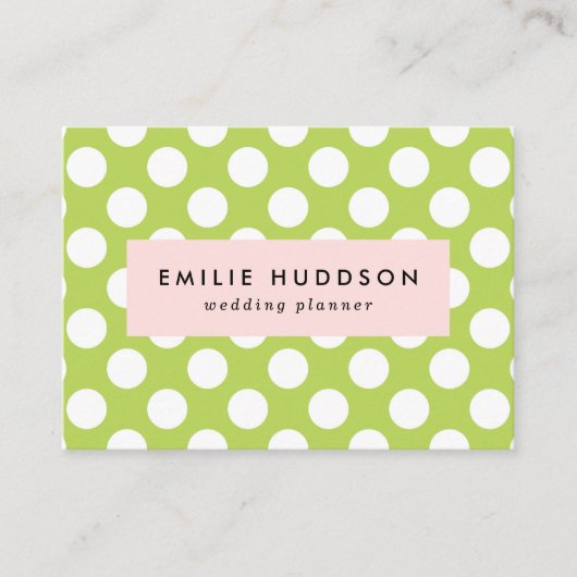 Groene poka Dots, Polka Dot Pattern, Stippen, gedo Visitekaartje (Voorkant)