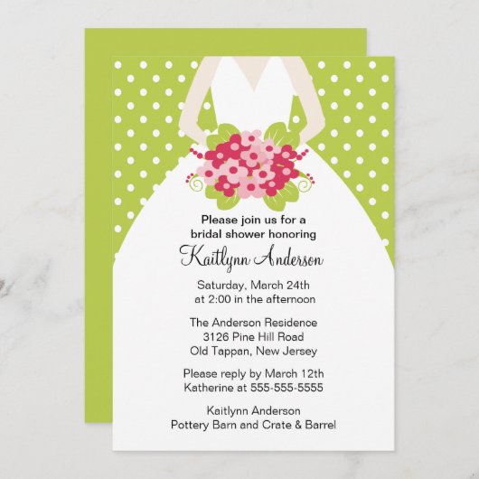 Groene poka met bridale bridal Shower Kaart (Voorkant / Achterkant)