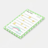 Groene polakstippen, schattige sterren en regenbog post-it® notes (Schuin)