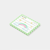 Groene polakstippen, schattige sterren en regenbog post-it® notes (Schuin)