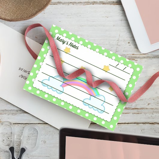 Groene polakstippen, schattige sterren en regenbog post-it® notes