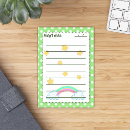 Groene polakstippen, schattige sterren en regenbog post-it® notes