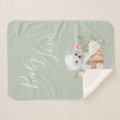 Groene Polar Beer Baby Liefde Sherpa Deken (Voorkant (horizontaal))