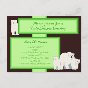Groene Polar Beren Briefkaart Douche Uitnodiging