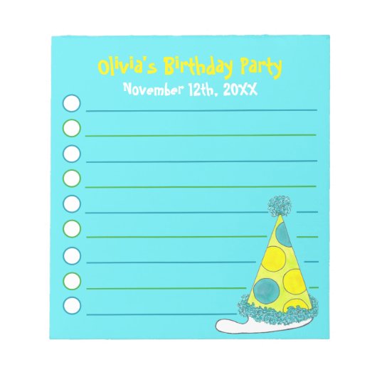 Groene Polka Dot Birthday Party Personalized Favor Notitieblok (Voorkant)