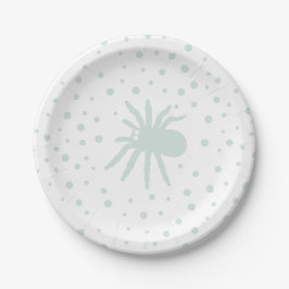 Groene Polka Dot Confetti met Spooky Spider Papieren Bordje