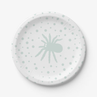 Groene Polka Dot Confetti met Spooky Spider Papieren Bordje