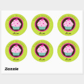 Groene Polka Dot Cupcake Happy Birthday Sticker (Vel)