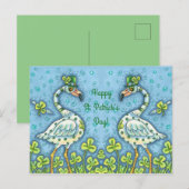 GROENE POLKA DOT FLAMINGOS, FUNNY ST. PATRICK'S DA FEESTDAGENKAART (Voorkant / Achterkant)