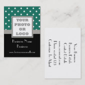 Groene polka dot foto logo visitekaartje (Voorkant / Achterkant)