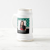 Groene polka dot fotosjabloon bierpul (Voorkant links)