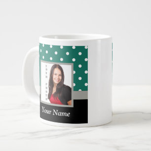 Groene polka dot fotosjabloon grote koffiekop