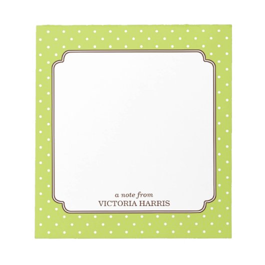 Groene polka dot gepersonaliseerd meisje schattig  notitieblok (Voorkant)
