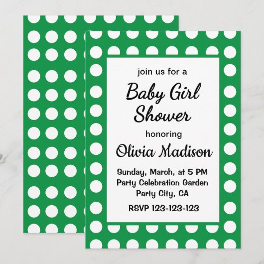 Groene Polka Dot Moeder om Schattigee Baby Girl Sh Kaart (Voorkant / Achterkant)