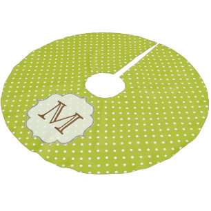 Groene Polka Dot Monogram Initialen boomrok Kerstboom Rok