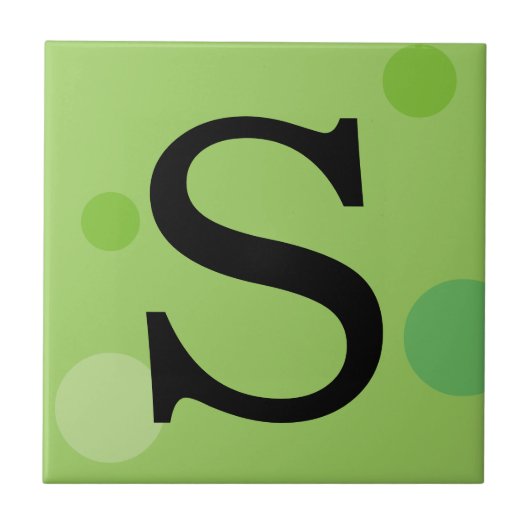 GROENE POLKA DOT MONOGRAM TIS TEGELTJE (Voorkant)