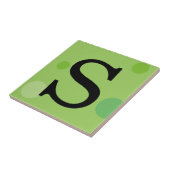 GROENE POLKA DOT MONOGRAM TIS TEGELTJE (Zijkant)