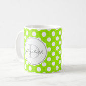 Groene Polka Dot Monogrammed Mok (Voorkant links)