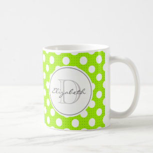 Groene Polka Dot Monogrammed Mok