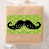 Groene Polka Dot Mustache Baby shower Waterfles Etiket (Insitu)