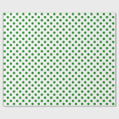 Groene Polka Dot op Witte Middelgrote Ruimte Cadeaupapier (Vlak)
