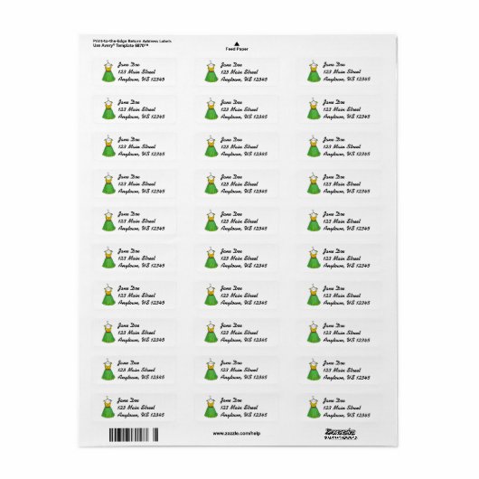 Groene Polka Dot Party Prom Mode Labels (Full Sheet)