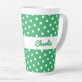 Groene Polka Dot Patroon Retro gepersonaliseerde n Latte Mok (Rechterhoek)