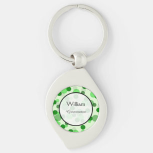 Groene Polka Dot Patroon Wedding Keepsake Sleutelhanger