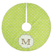 Groene Polka Dot Patter Monogram Initialen boomrok Kerstboom Rok (Voorkant)