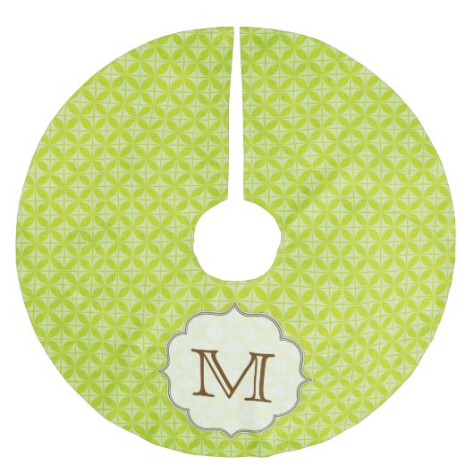 Groene Polka Dot Patter Monogram Initialen boomrok Kerstboom Rok (Voorkant)
