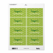 Groene Polka Dot Verjaardag Waterfles Labels (Full Sheet)