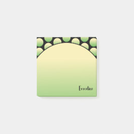 Groene Polka Dot Zwart Script Naam Post-It Notes