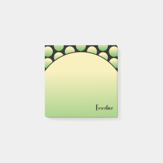 Groene Polka Dot Zwart Script Naam Post-It Notes