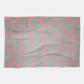 Groene Polka Dots and Gold Stars op een Red Kitche Theedoek (Horizontaal)