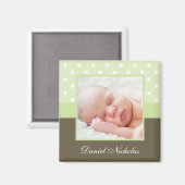 Groene Polka Dots Foto Lijst Magneet (Voorkant / Achterkant)