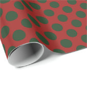 Groene Polka Dots met Rode Achtergrond Cadeaupapier (Rol Hoek)