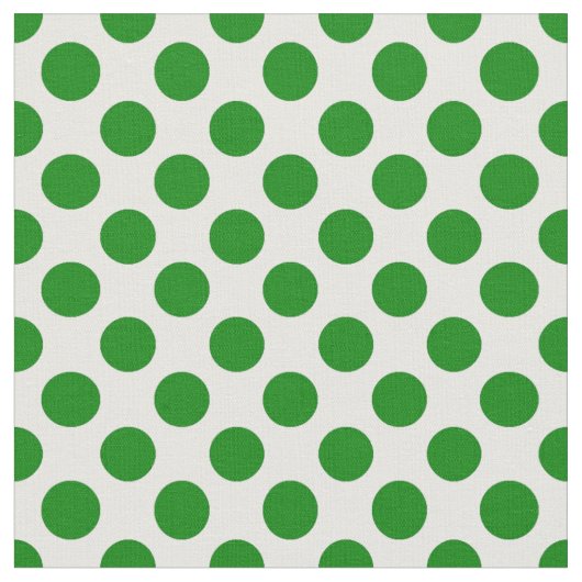 Groene Polka Dots on White Pattern Stof (Close Up)