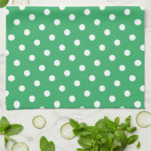 Groene Polka Dots Patroon Stijlvol gepersonaliseer Theedoek (Gevouwen)