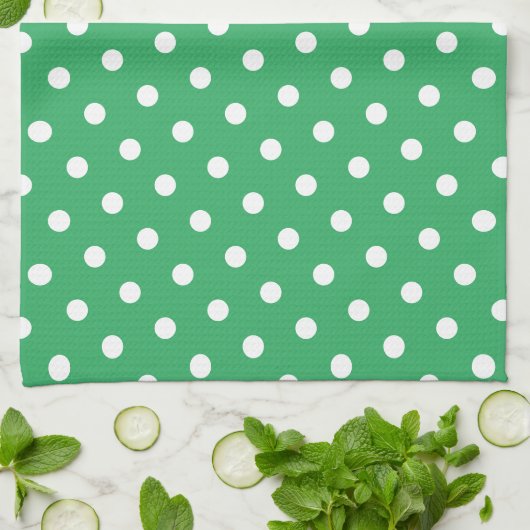 Groene Polka Dots Patroon Stijlvol gepersonaliseer Theedoek (Gevouwen)
