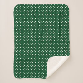 Groene Polka Dots Sherpa Blanket Deken