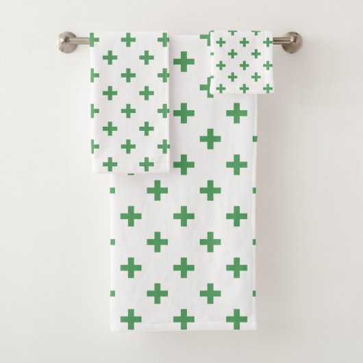 Groene polka kruist wit bad handdoek (Insitu)